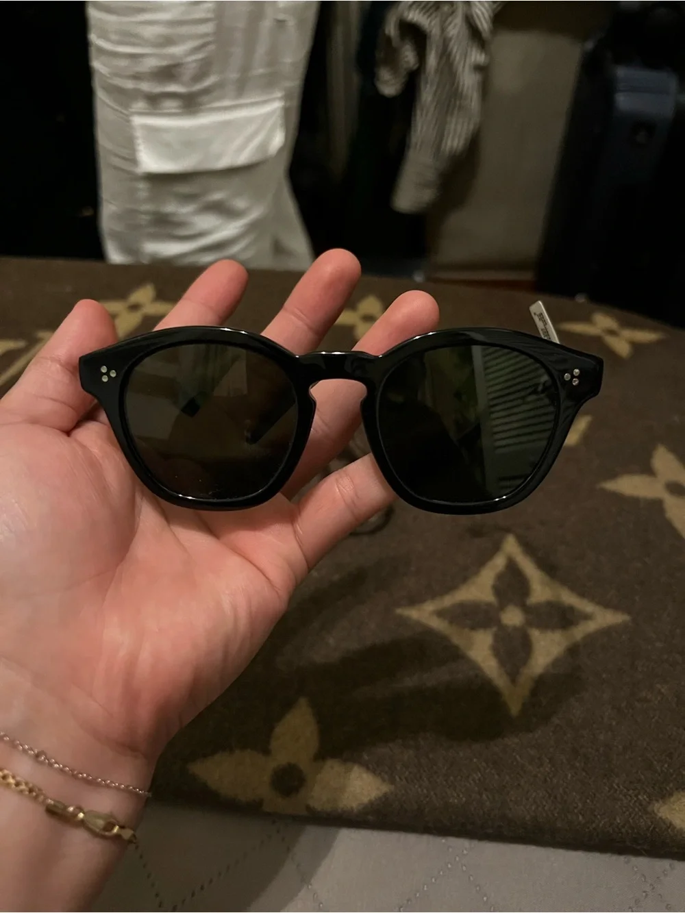 Oliver Peoples Black Round Acetate Sunglasses